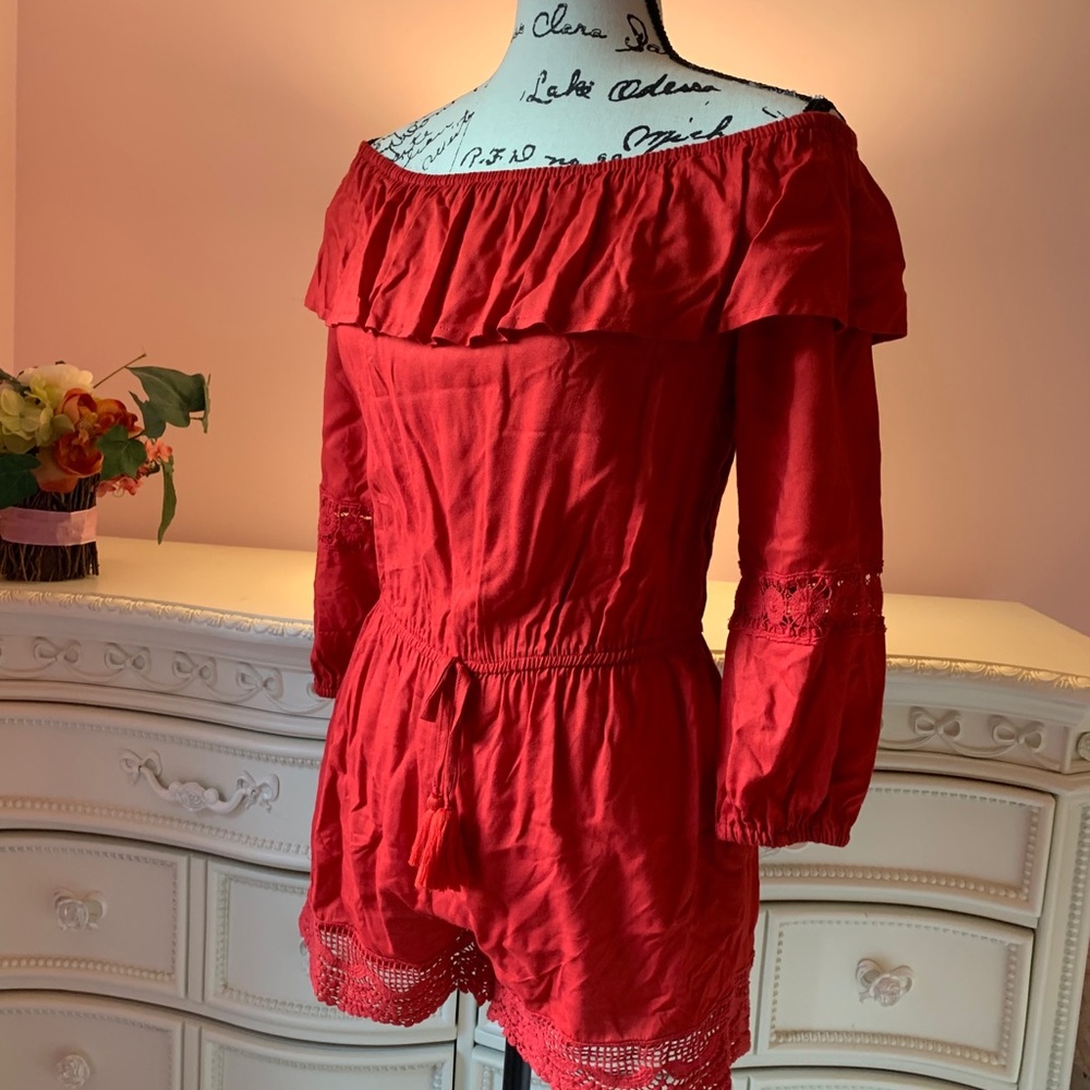 🛍ZOE AND ROSE RED ROMPER. Sz M - Picture 5 of 5
